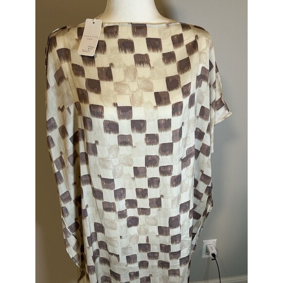 Grade + Gather - Satin Check Boxy Dress Wisteria Size Medium - Picture 1 of 9